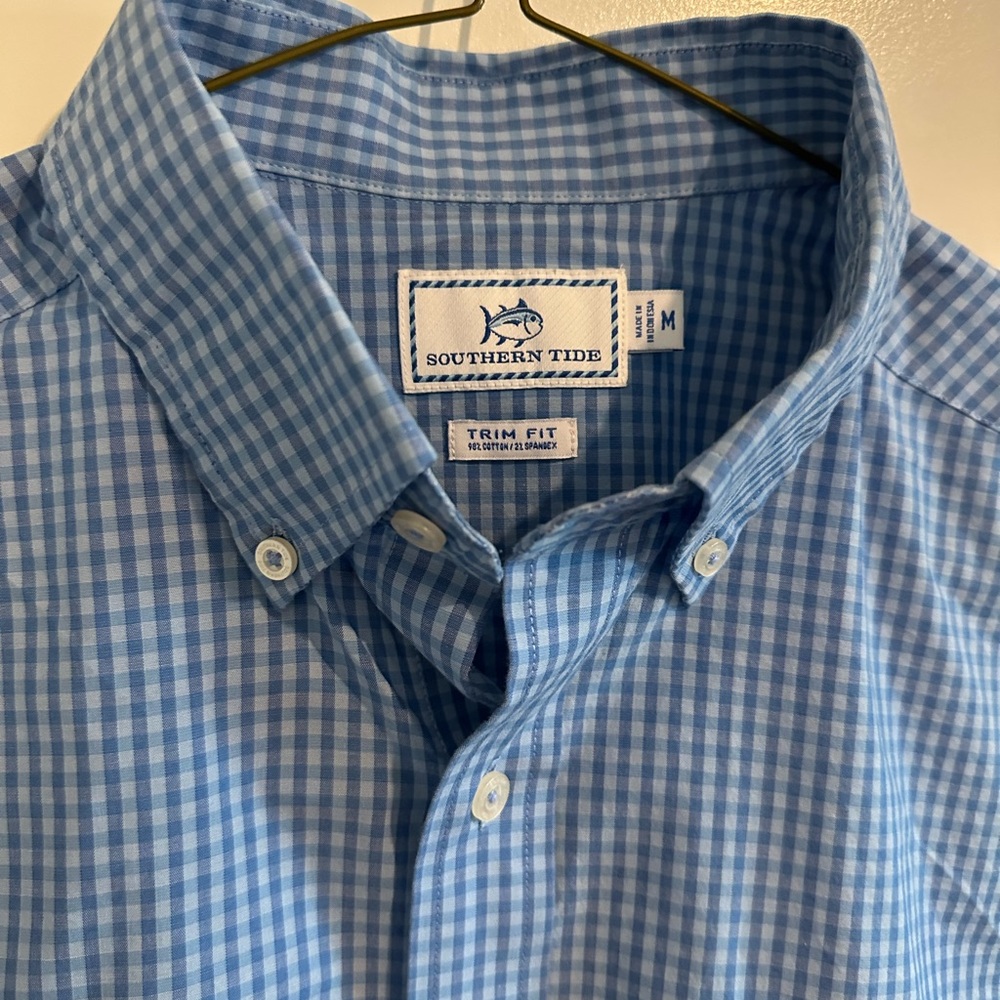 Southern Tide Blue Checkered Men's Shirt sz M